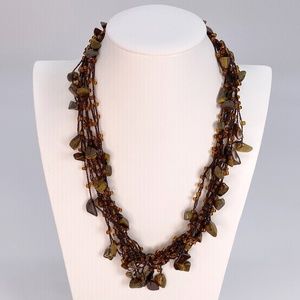 Tiger Eye Stone Necklace and Matching Earrings